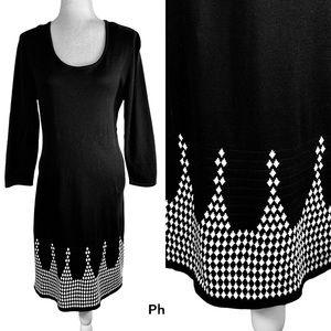 NINE WEST DIAMOND PATTERN KNIT 3/4 SLEEVE NWT DRESS LARGE